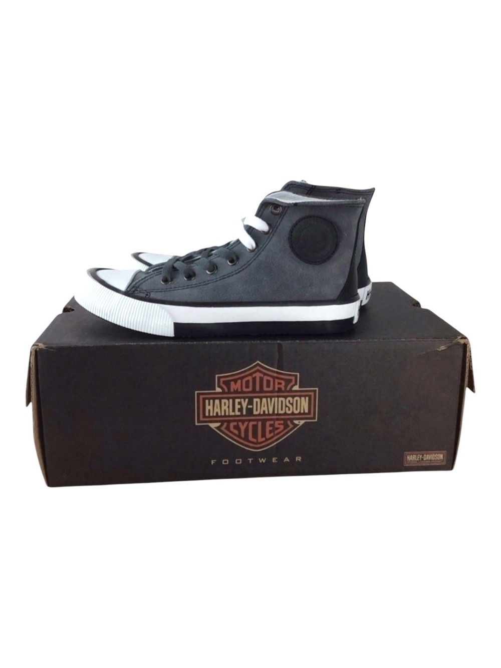 Harley-davidson sneakers grey suede women size 5 white rock bikercore moto